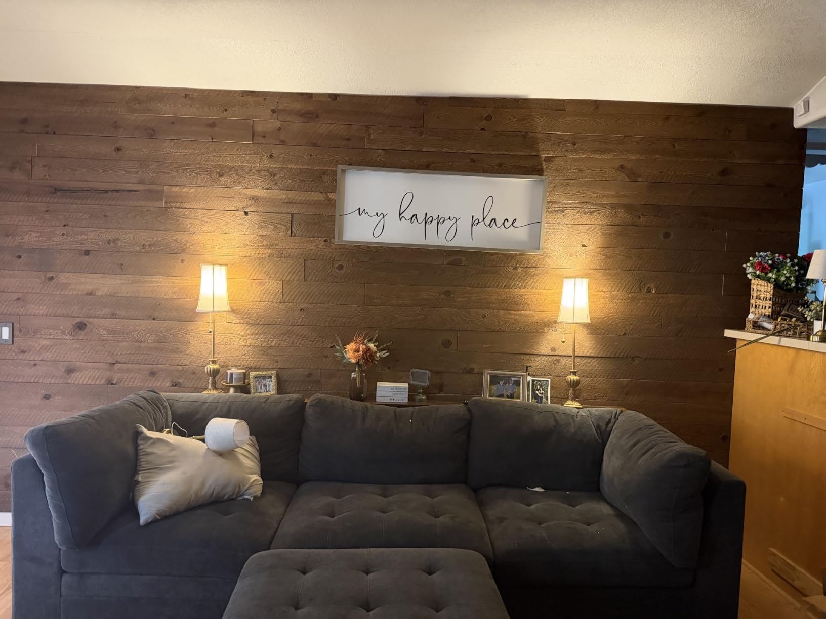 Huuger 102.4 Inch Sofa Table with Power Outlets, Skinny Behind Couch Table customer photo 1
