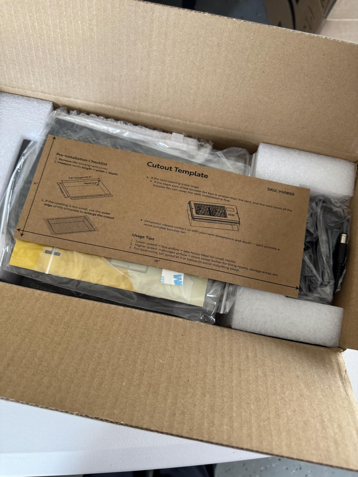 VIVOHOME Quiet Register Booster Fan with Opening 4