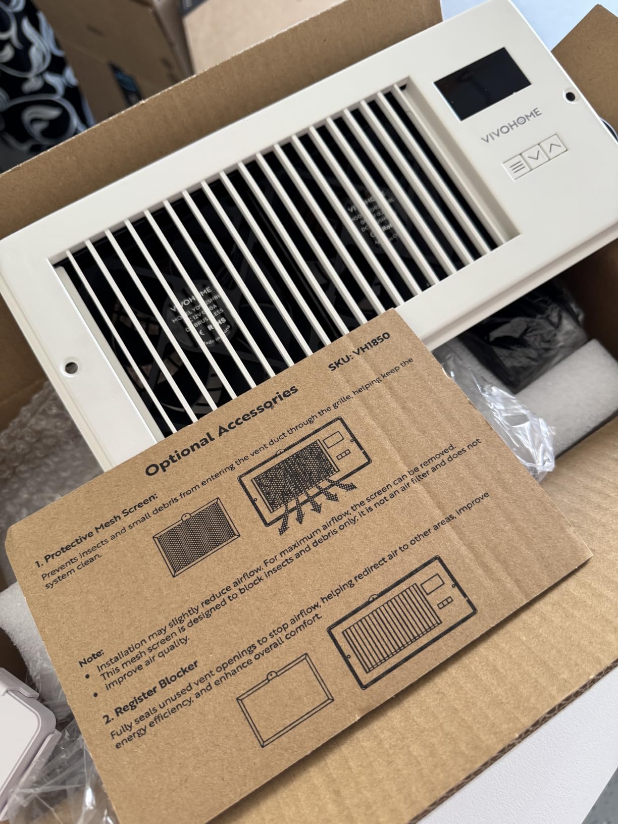 VIVOHOME Quiet Register Booster Fan with Opening 4