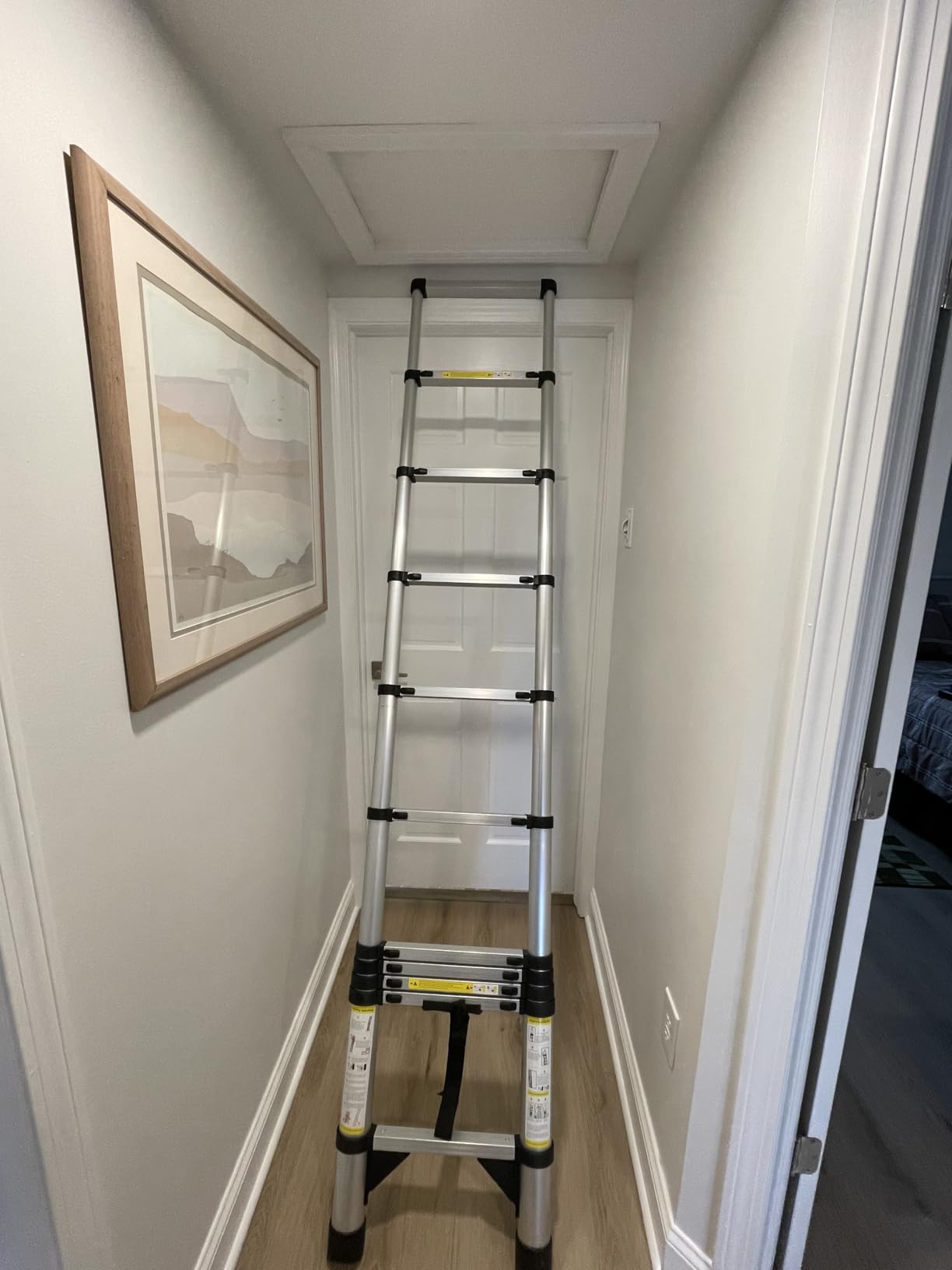 12.5 FT Aluminum Telescoping Ladder, Portable Collapsible Extension Ladder, 330lbs Load Capacity customer photo 1