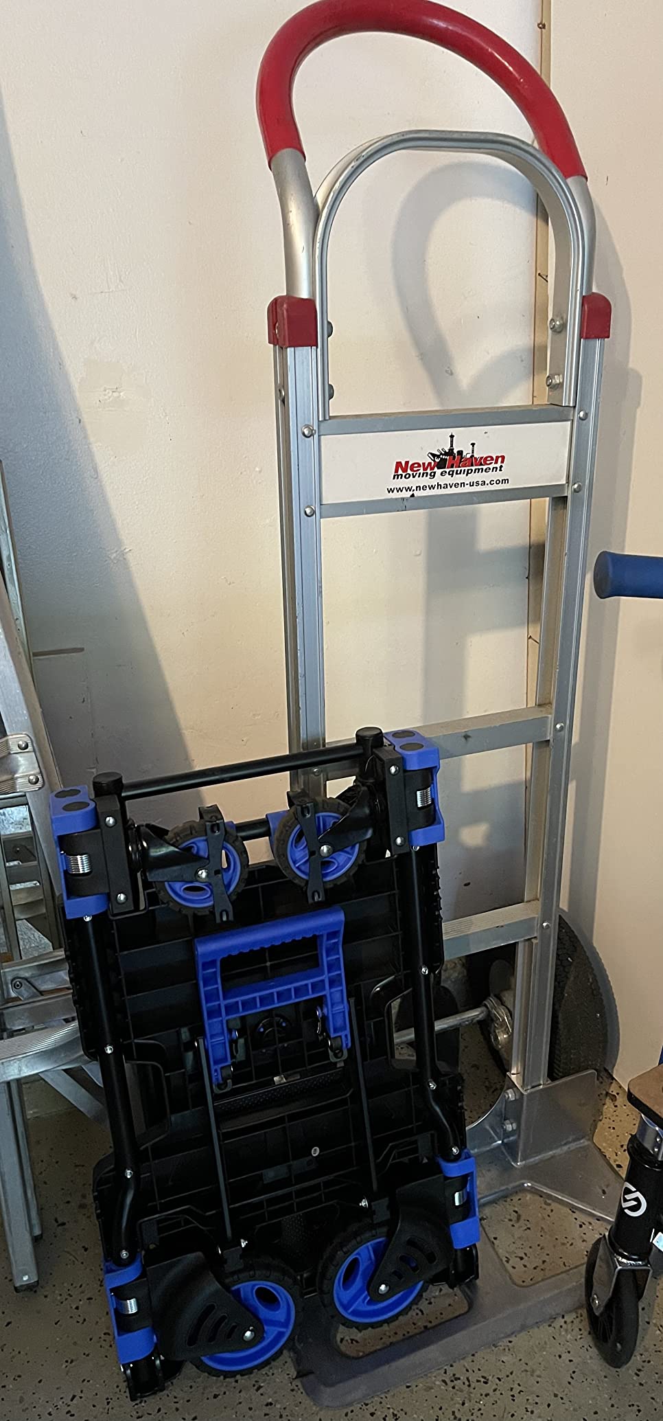 Upgraded 3 in 1 Convertible Folding Hand Truck with Brakes, Hand Truck Dolly Heavy Duty 660lbs Capacity, Stair Climbing Cart with Adjustable Shovel Board and Fixed Handle for Moving customer photo 2
