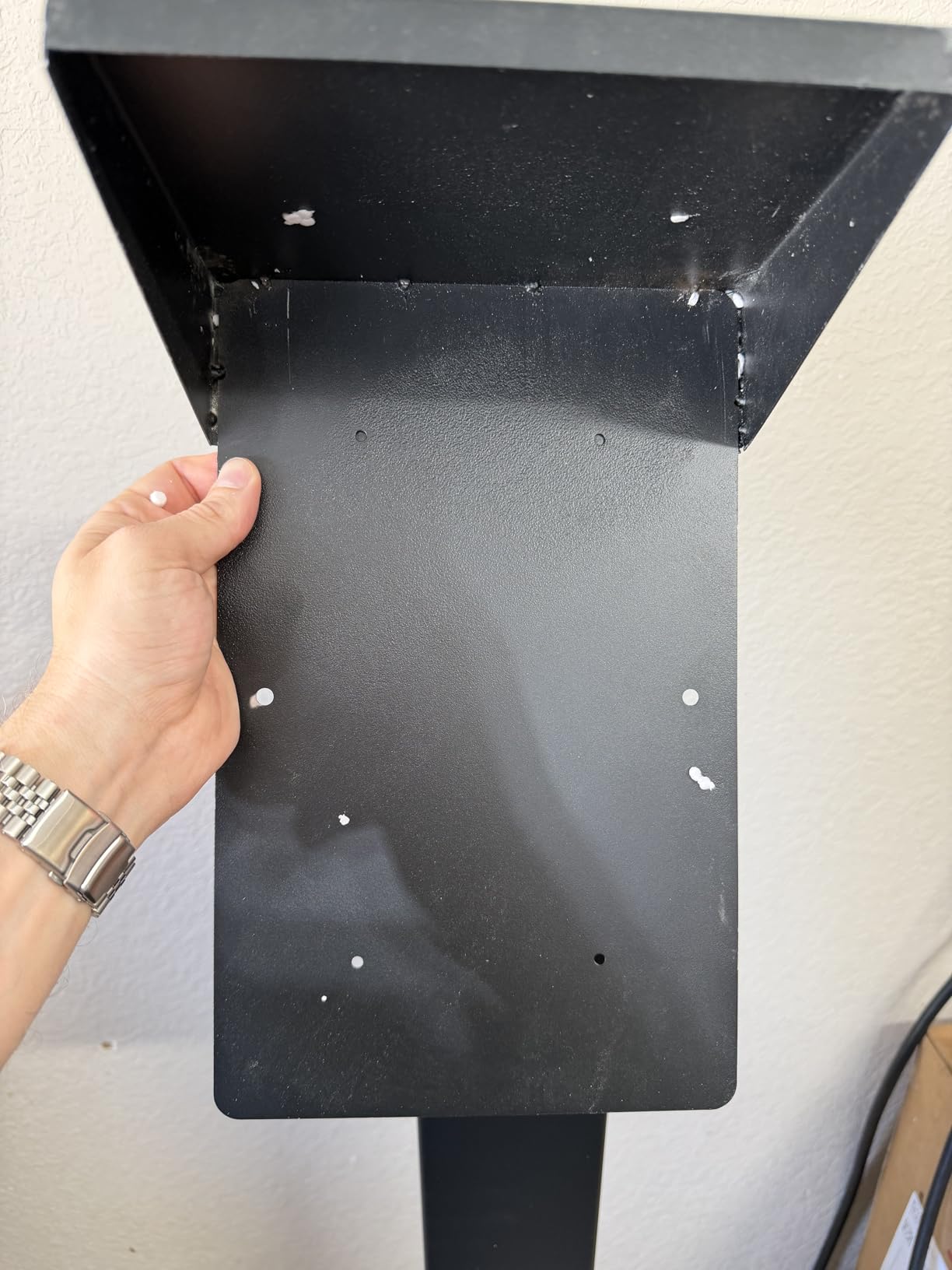 Cold Rolled Steel Charging Station Column with Attached Hook,Upgraded Rain Cover - Weather-Resistant for Outdoor/Indoor Use EV Charge Stand Charging Pillar for Tesla customer photo 1