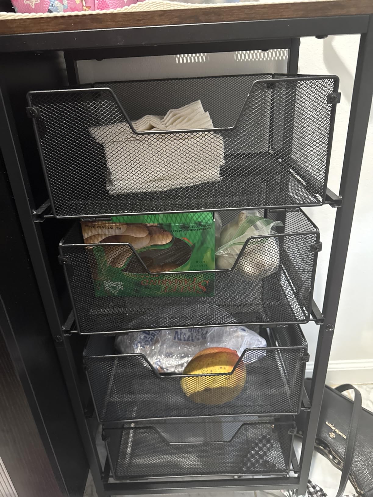 Goovilla Kitchen Cart with Drawers, Lockable Wheels with Wooden Top, Black customer photo 2