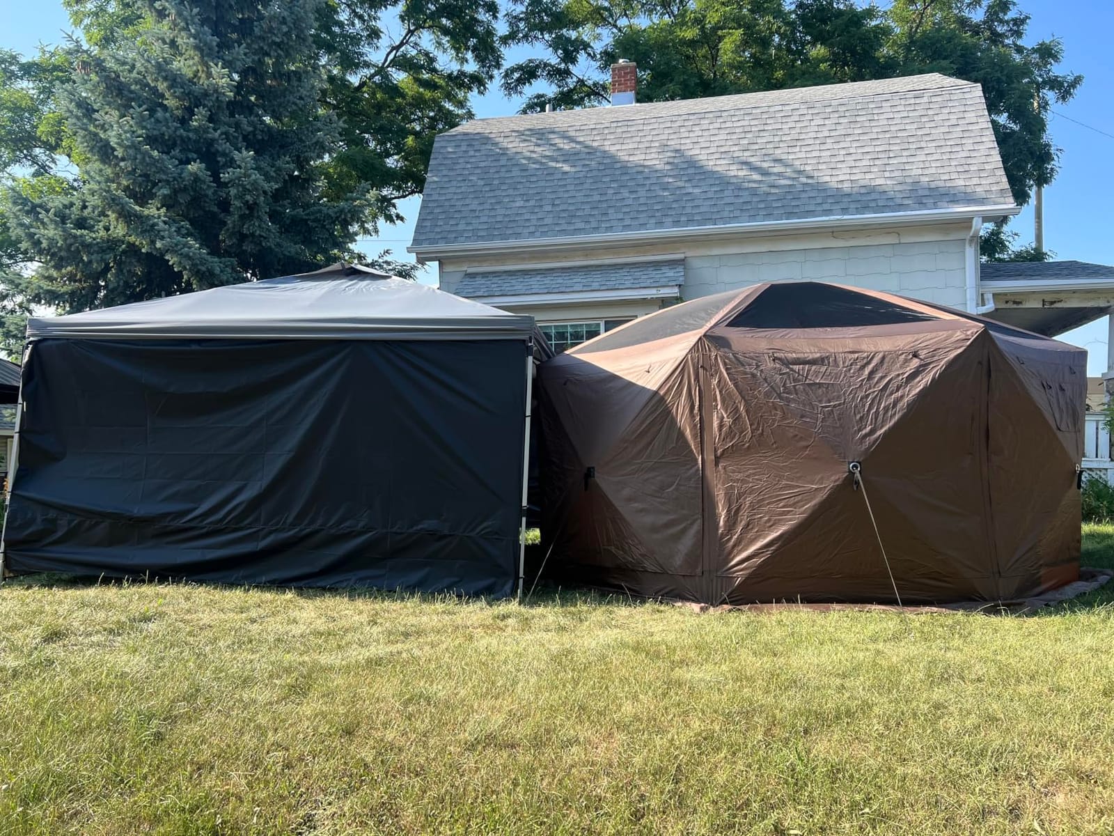 Aoxun 12x12ft Pop Up Canopy Tent, Camping Gazebo Screen Tent, Brown customer photo 2