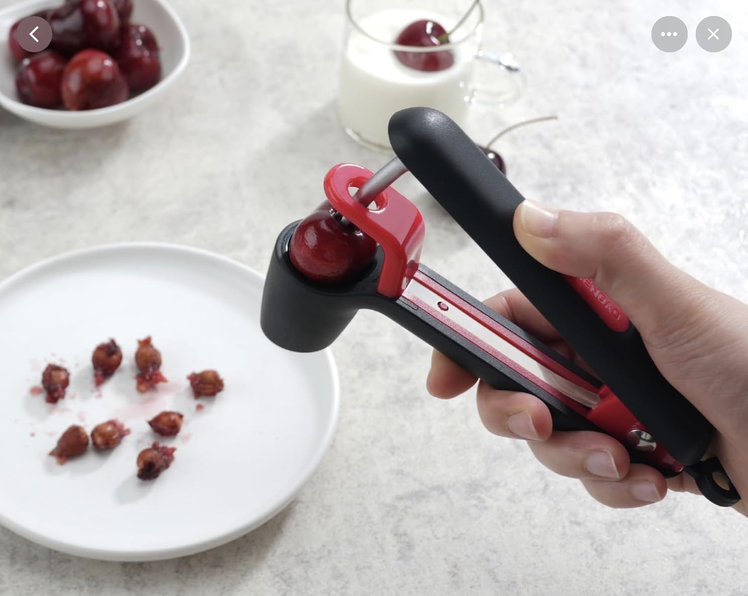KITCHENDAO Cherry Pitter Tool, Cherry Core Remover customer photo 1