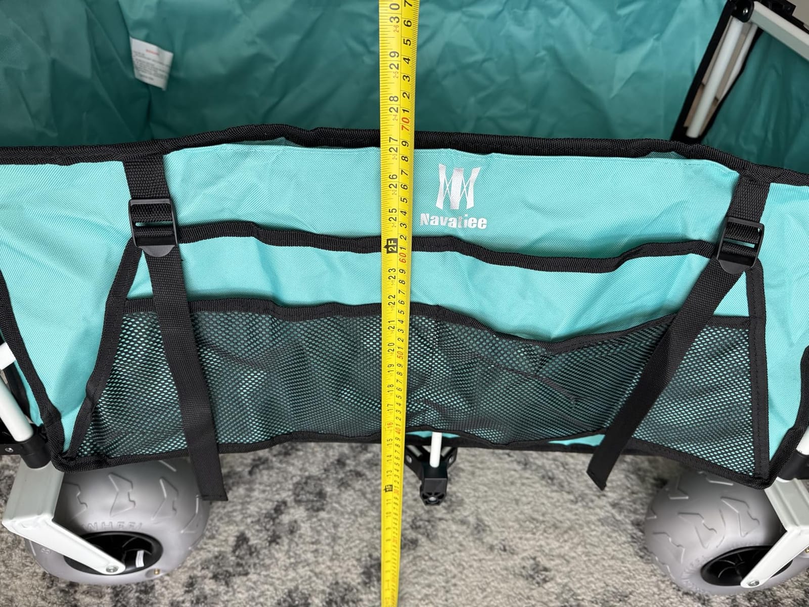 Navatiee 260L Beach Wagon with Extended Tailgate, 440lbs Heavy Duty Beach Cart with 9” Big Balloon Wheels for Sand, Collapsible Folding Wagon with Side Pocket for Outdoor, Light Blue customer photo 2