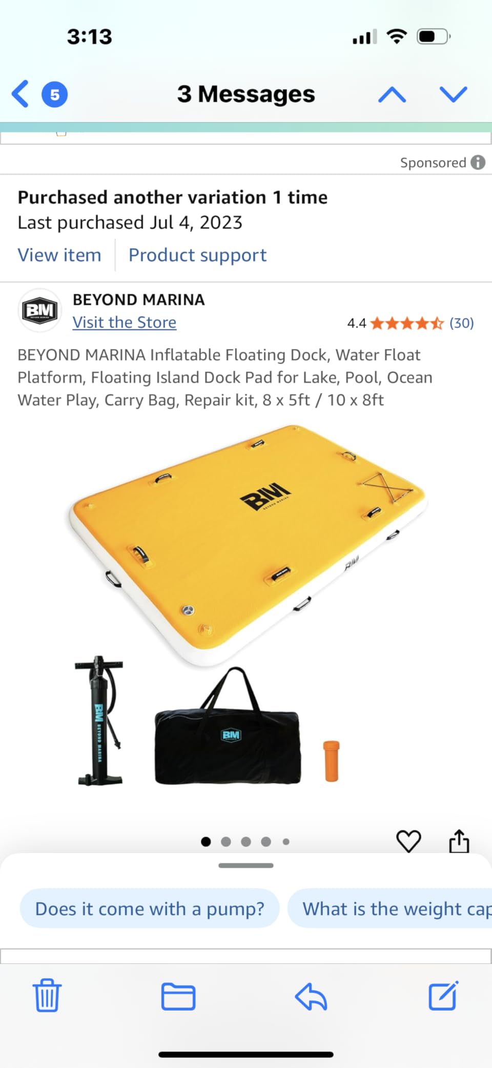 BEYOND MARINA Inflatable Floating Dock – Swim Platform, Floating Deck Raft Mat for Lake, Pool, Beach, Ocean – Non-Slip Surface – BM Fundeck customer photo 2