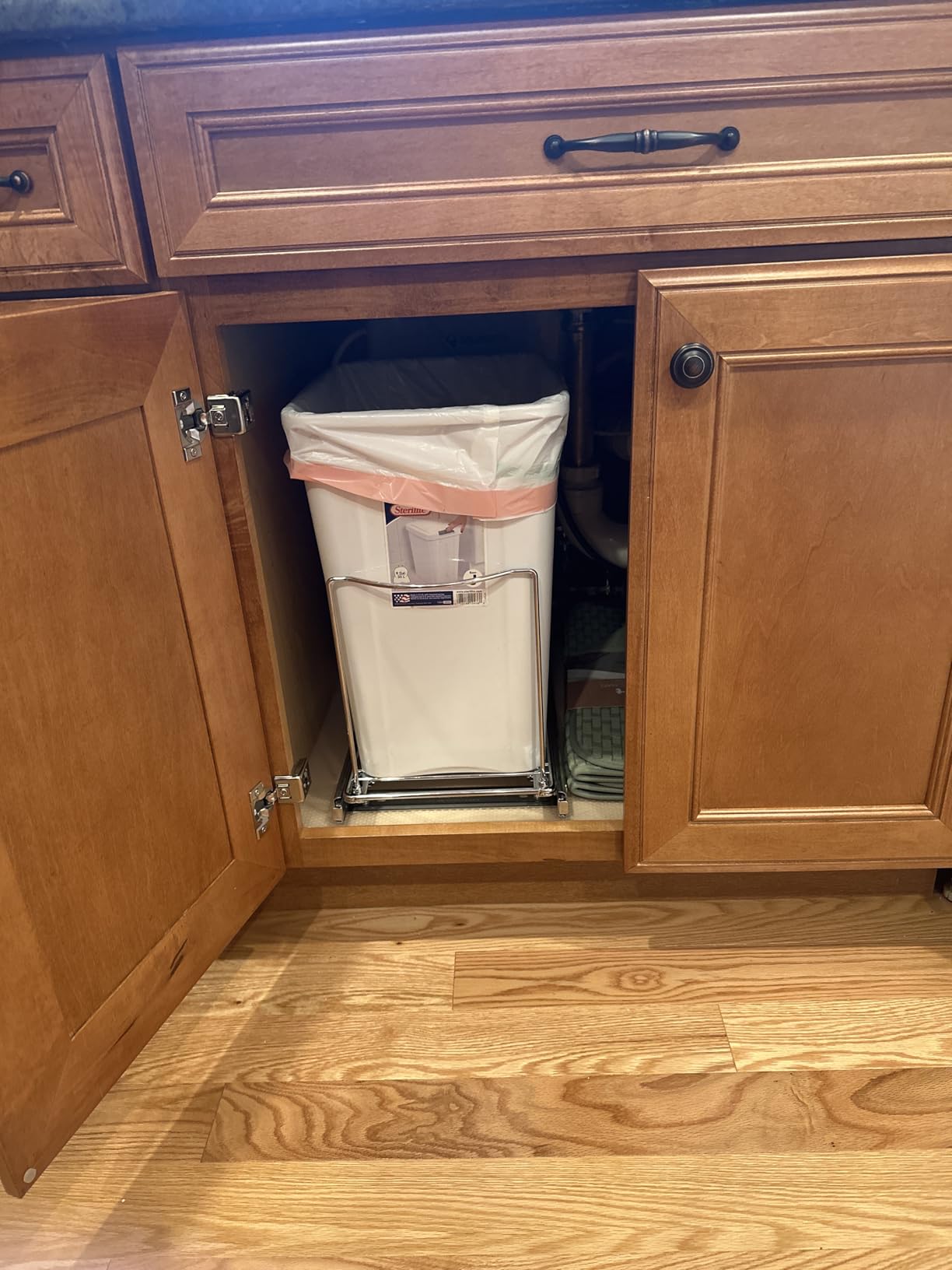 LYNK PROFESSIONAL® Double Pull Out Trash Can Under Cabinet - Under Sink Trash Can Slider - Trash Can Slide Out Drawer - Sliding Pull Out for Kitchen Garbage Bin (Trash Cans Not Included) customer photo 2