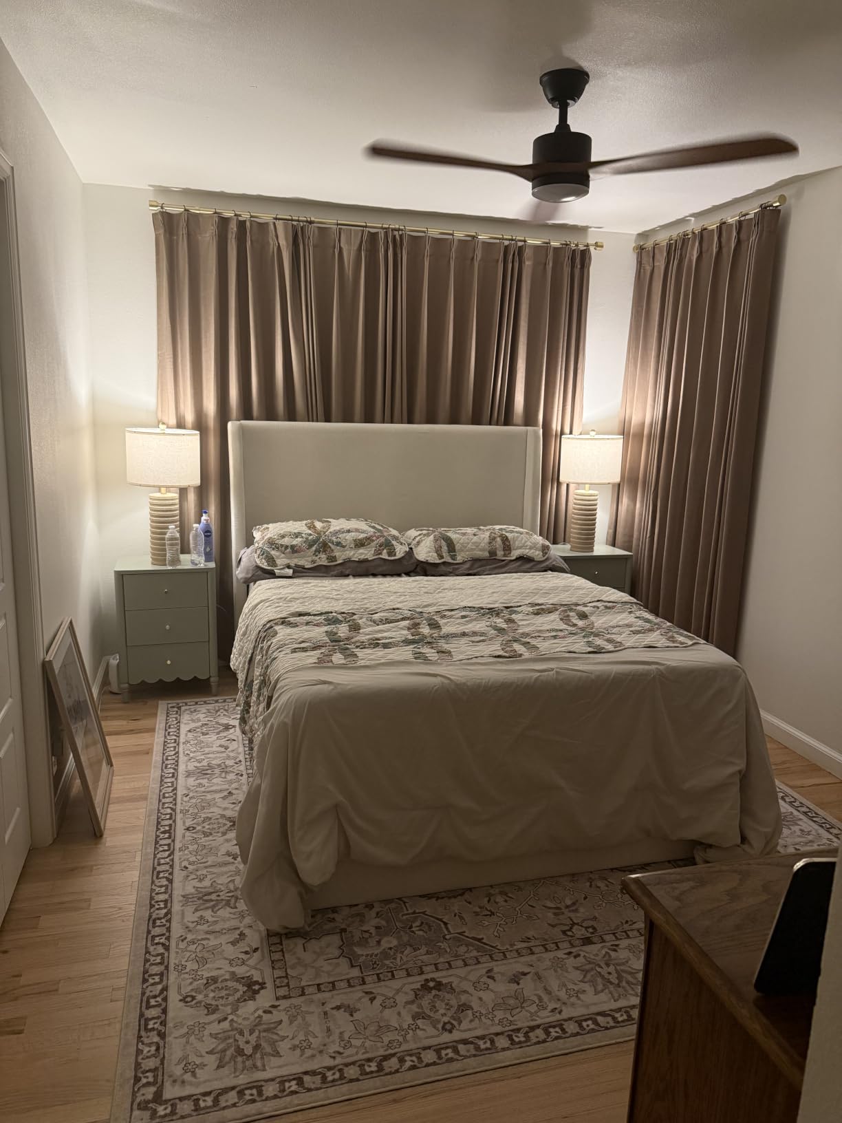 RECCI King Size Upholstered Platform Bed Frame with Tall Wingback Headboard | 53'' Extra Tall Wingback Headboard, Low Profile Grounded Design, Squeak-Free, Easy Assembly, No Box Spring Needed customer photo 2