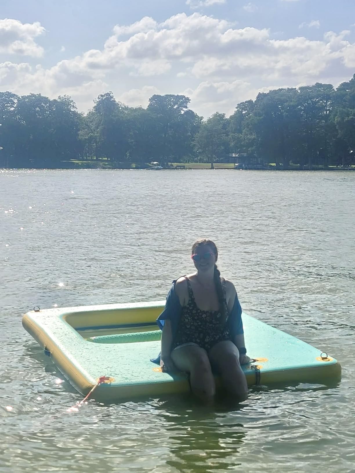 CALOBANA Inflatable Floating Dock with Mesh Detachable Ladder for Lake Pool customer photo 2