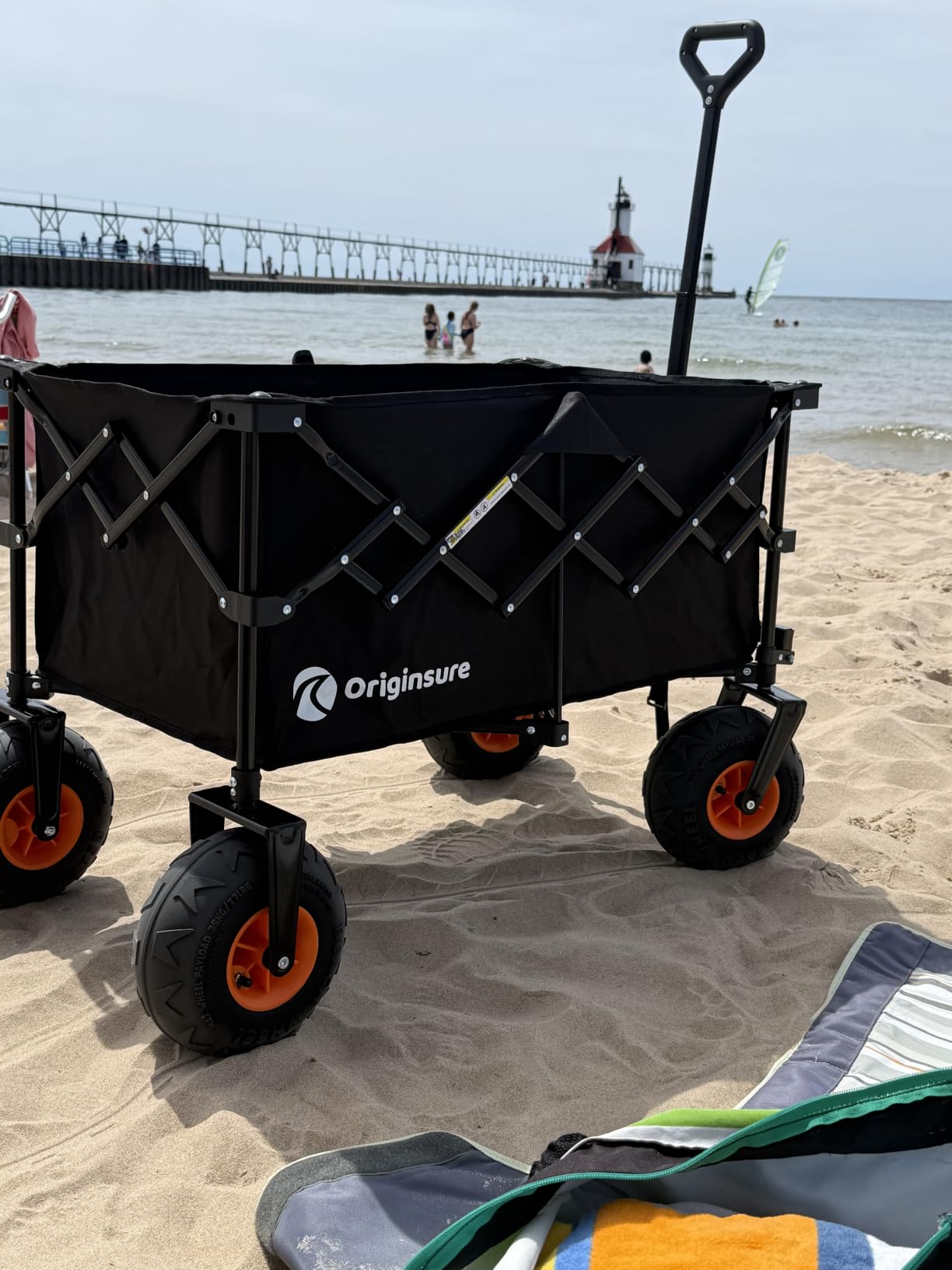 Originsure 220L Collapsible Beach Wagon with Balloon Wheels, 460lbs, Black customer photo 1