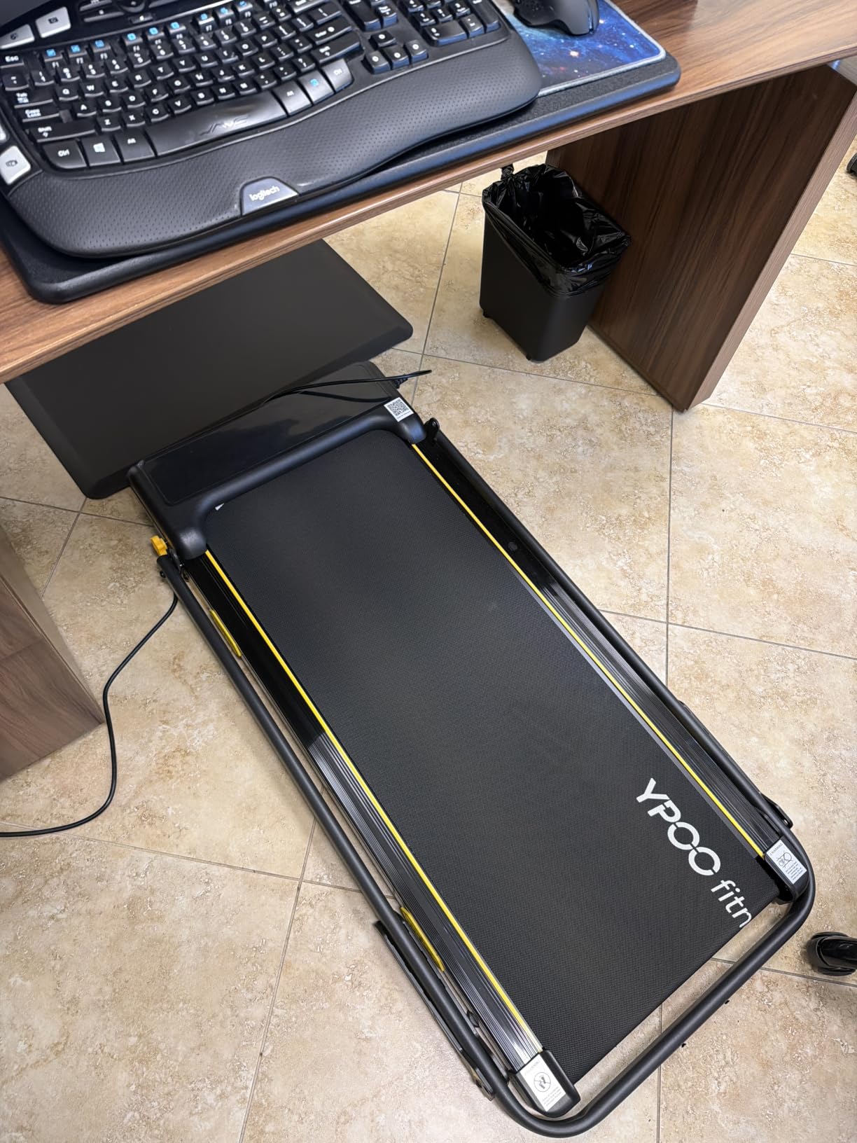 YPOO Foldable Treadmill with Incline, Walking Pad with Handle Bar 3 Level Incline, Portable Folding Treadmills for Home/Office 300 Lbs Capacity, Quiet Desk Treadmill with Remote Control & APP customer photo 2