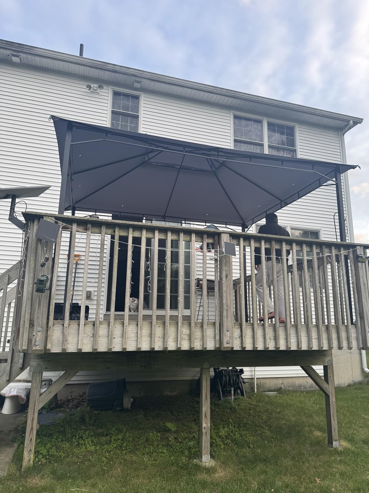 Aoxun 12x10 Outdoor Gazebo with Mosquito Netting & Double Roof, Gray customer photo 1