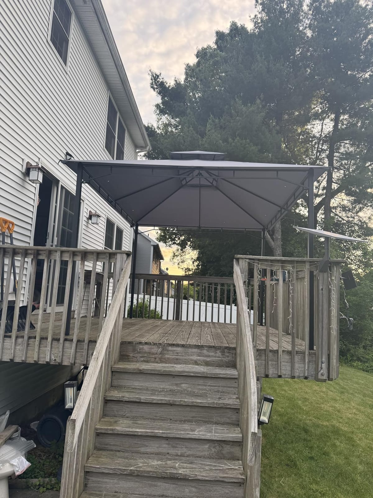 Aoxun 12x10 Outdoor Gazebo with Mosquito Netting & Double Roof, Gray customer photo 2