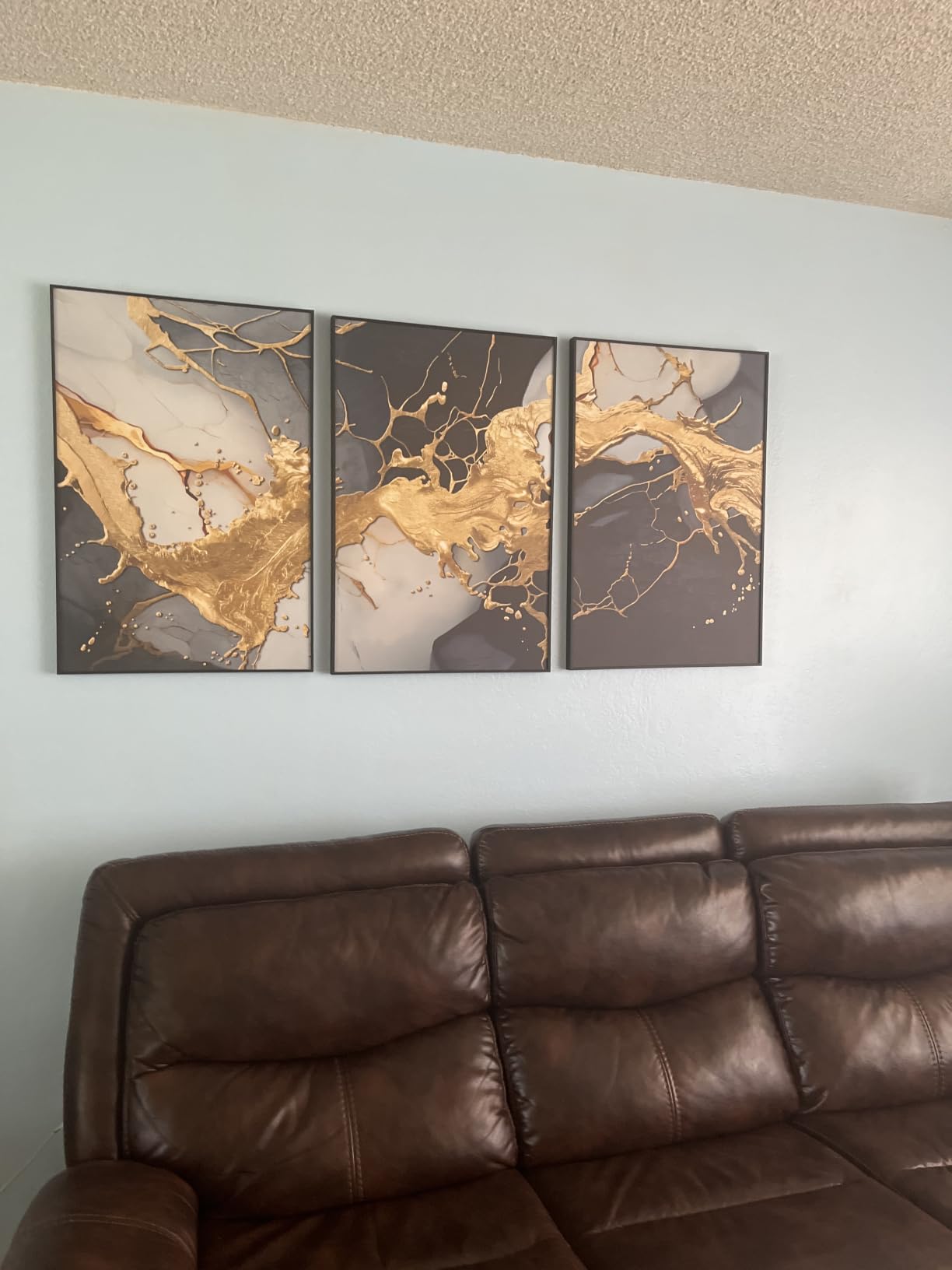 Extra Large Framed Blue Yellow Abstract Wall Art for Living Room, 3 Piece | Modern city pictures, Canvas prints, Wood frame, Oversized paintings, Artwork for walls, Wall decor for bedroom dining office customer photo 1