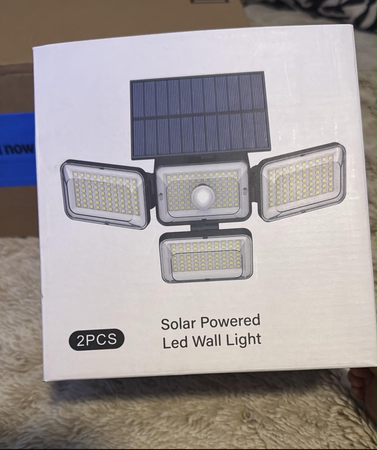 Solar Lights Outdoor Waterproof, 288 LED 2800LM Motion Sensor Outdoor Lights with Remote Control, 4 Head Solar Flood Lights Outdoor for Patio, Garage, Yard, Wall, IP65 Security Lights 2 Pack customer photo 2