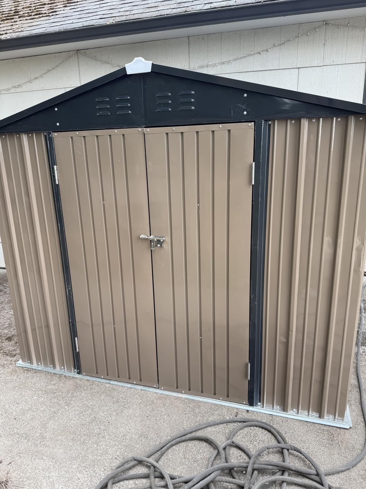Patiowell 8x4 FT Storage Shed, Metal Tool Sheds with 3 Doors for Garden, Backyard, Patio, Utility, and Bike Storage, Brown customer photo 1