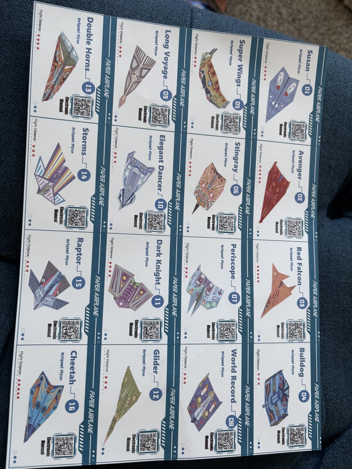 Xuoent Paper Airplane Kit for Kids, World Record Paper Planes | Includes 32 colorful origami sheets with 16 classic airplane designs, airplane gifts for boys ages 6-12 (digital manual only) customer photo 2