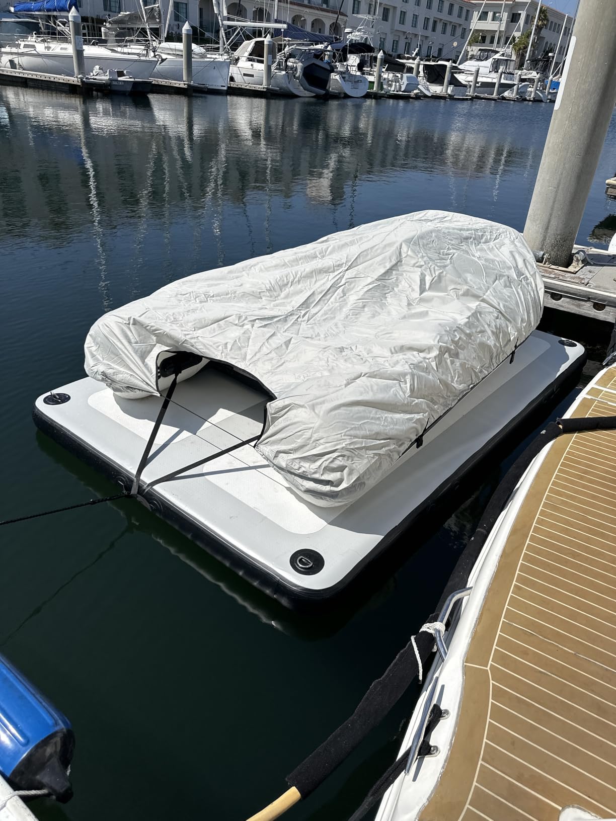 AWEMUFA Inflatable Floating Dock with Ramp 5ft/6ft/8ft/10ft Inflatable Dock Floating Platform, Floating Island Mat Boat Float Lake Floats, Large Rafts Floaties for Adult Pool Ocean Beach Boat Parties customer photo 1