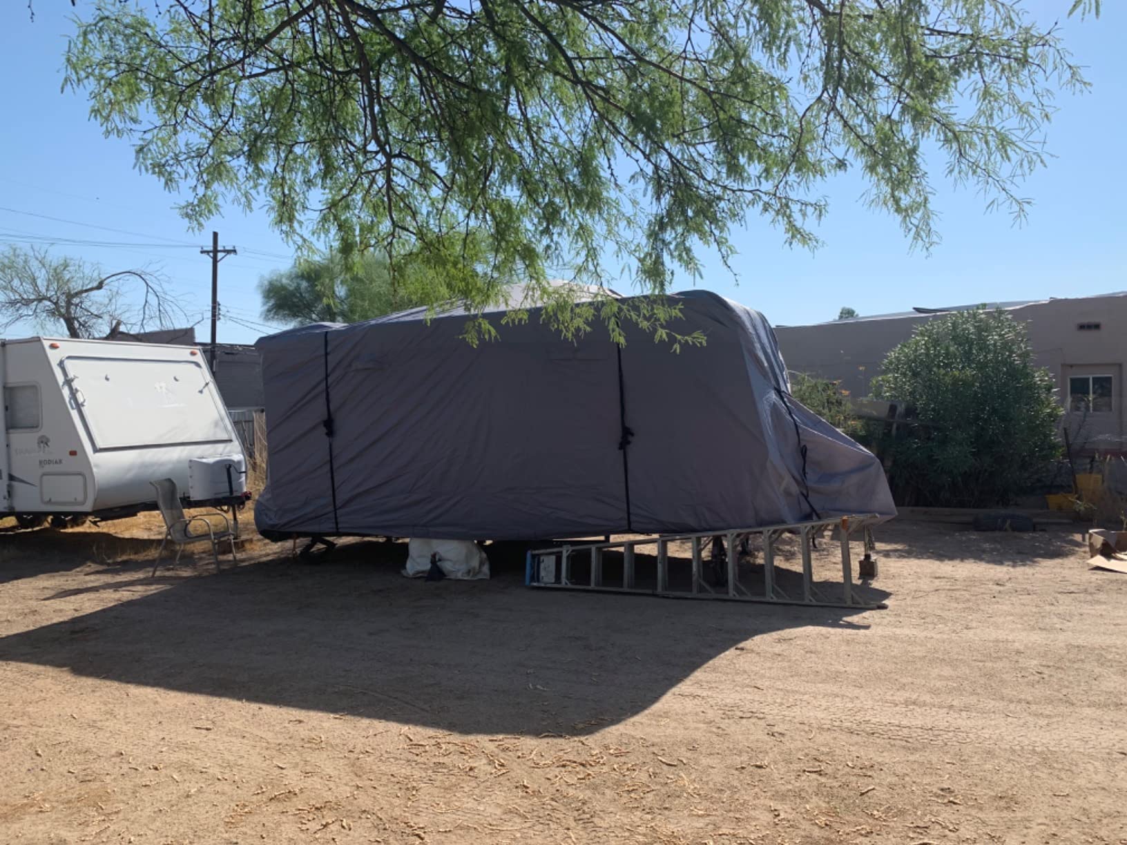 Fonzier 5th Wheel RV Cover, 9 Layers Heavy Duty RV Cover Fits 31-34FT | RV Cover for 5th Wheel Motorhome Camper, Weatherproof, Anti-UV, Rip-Stop, Breathable RV Cover Set with straps, Light Gray customer photo 2