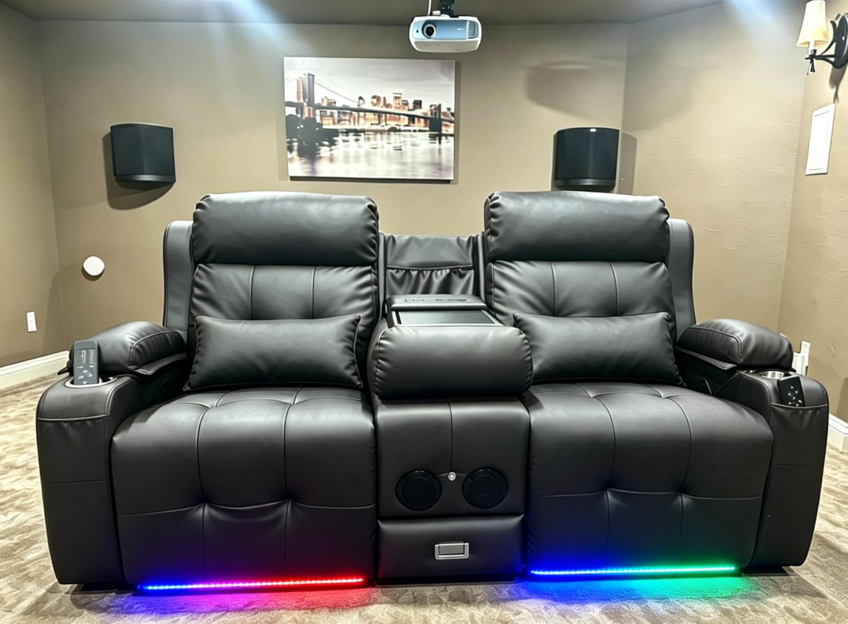 Home Theater Seating, Power Loveseat Recliner Sofa with Massage & Heat customer photo 1