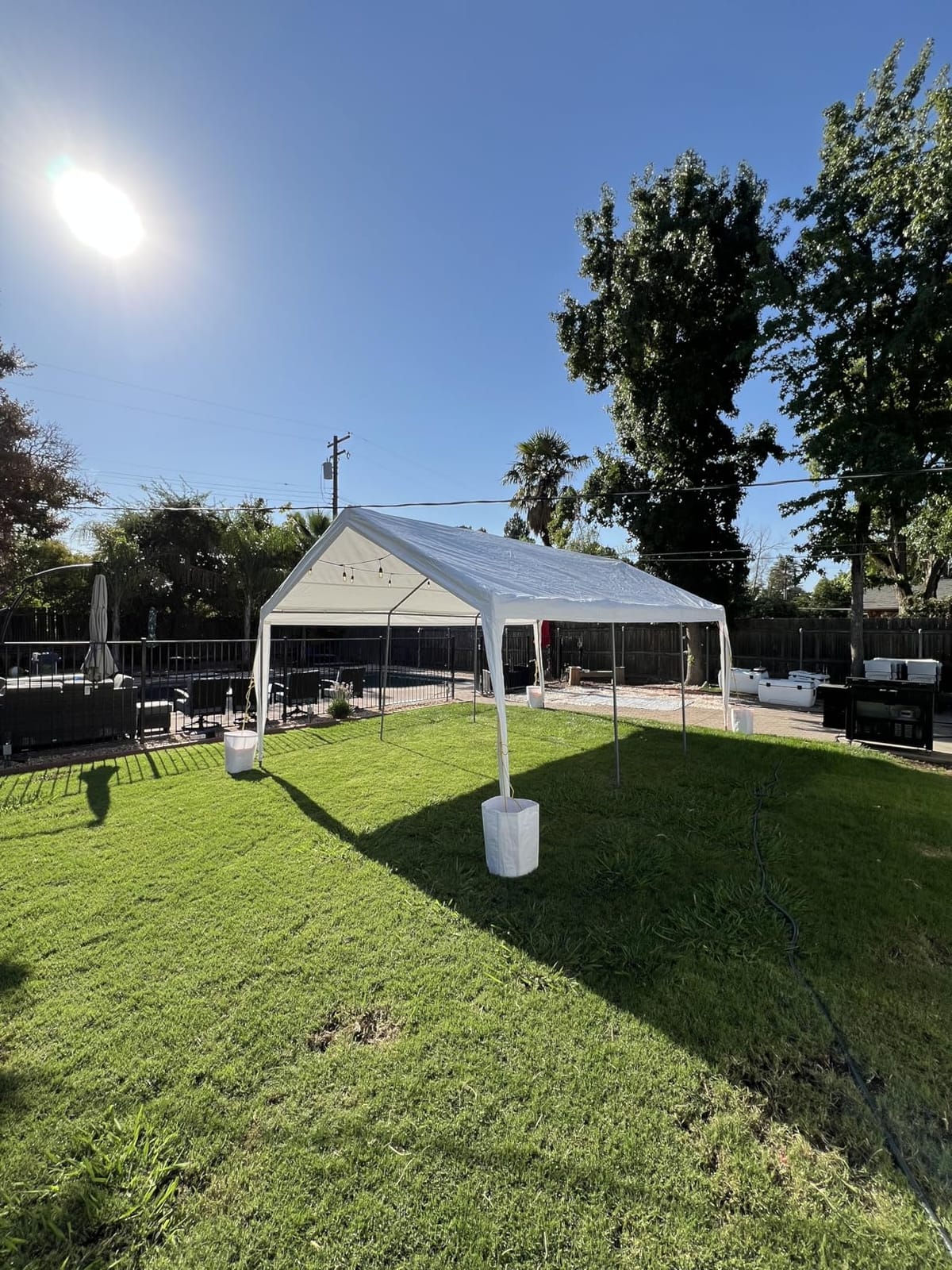 JY QAQA Carport, 12x20 FT Heavy Duty Carport with Removable Side Walls and Doors, Portable Garage with Roll-Up Window and Sandbags, Car Canopy with All-Season Tarp for Cars, Trucks, Boats, Grey customer photo 2
