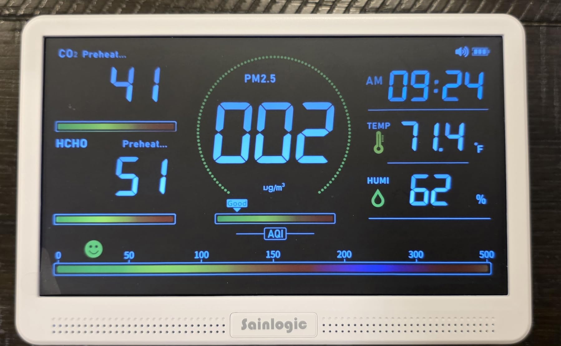 Sainlogic Air Quality Monitor Indoor, 16 in 1 VOC Meter, CO2, HCHO, TVOC, PM2.5, PM1.0, PM10, Humidity, Temperature, 7.2