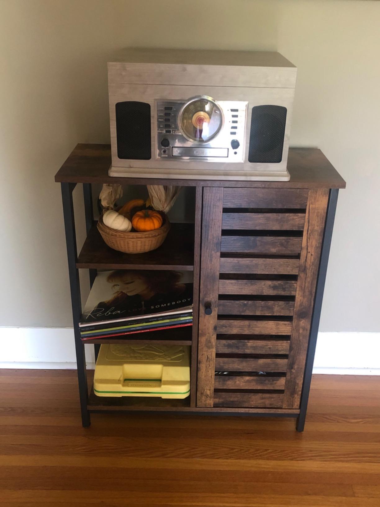 VASAGLE Buffet Cabinet, Sideboard, 3 Doors, 42.1 x 15.8 x 31.8 Inches | Farmhouse Coffee Bar Cabinet with 2 Drawers, Adjustable Shelves, Rustic White and Honey Brown, SIREN Collection ULSC531WJ01S customer photo 2