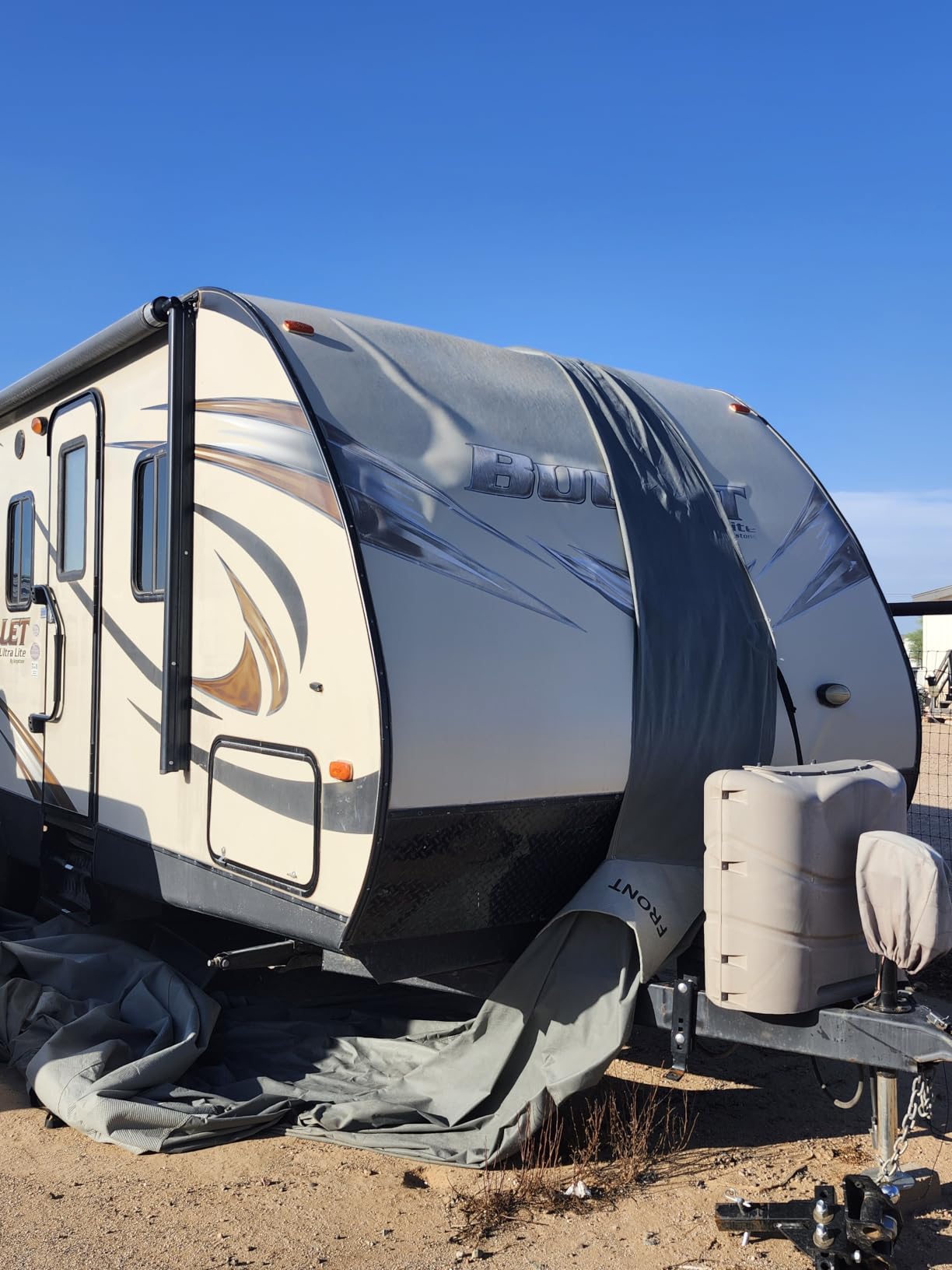 Class A RV Cover Fits 40'-43': Waterproof Lightweight Class A Motorhome Cover,Winter Campsite, with 3 Extra Windproof Long Straps, Gutter Covers customer photo 2