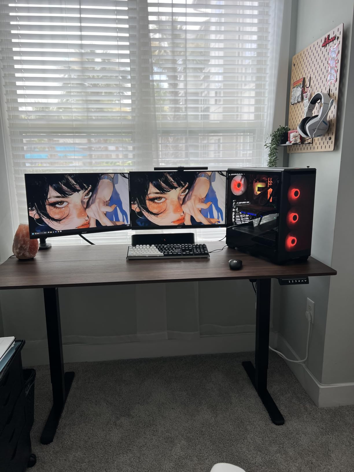 HUANUO 48x23 Inch Electric Standing Desk, Adjustable, Light Vintage Brown customer photo 1