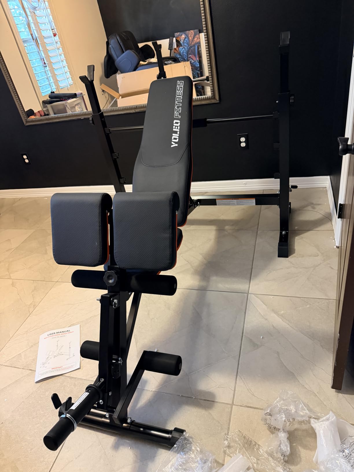 YOLEO Olympic Weight Bench, Adjustable Bench Press Rack, Foldable 1870LB | Roman Chair Upgrade, 40