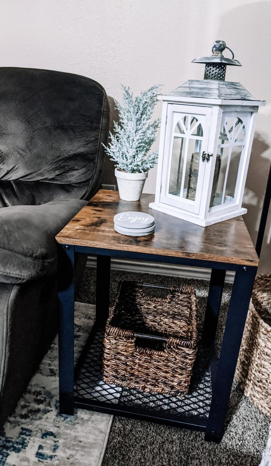 VASAGLE Side End Table with 3 Storage Drawers, Nightstand Farmhouse | Narrow Bedside Table for Living Room, Bedroom, Home Office, Rustic White and Honey Brown, LIRY Collection ULET132W101S customer photo 1