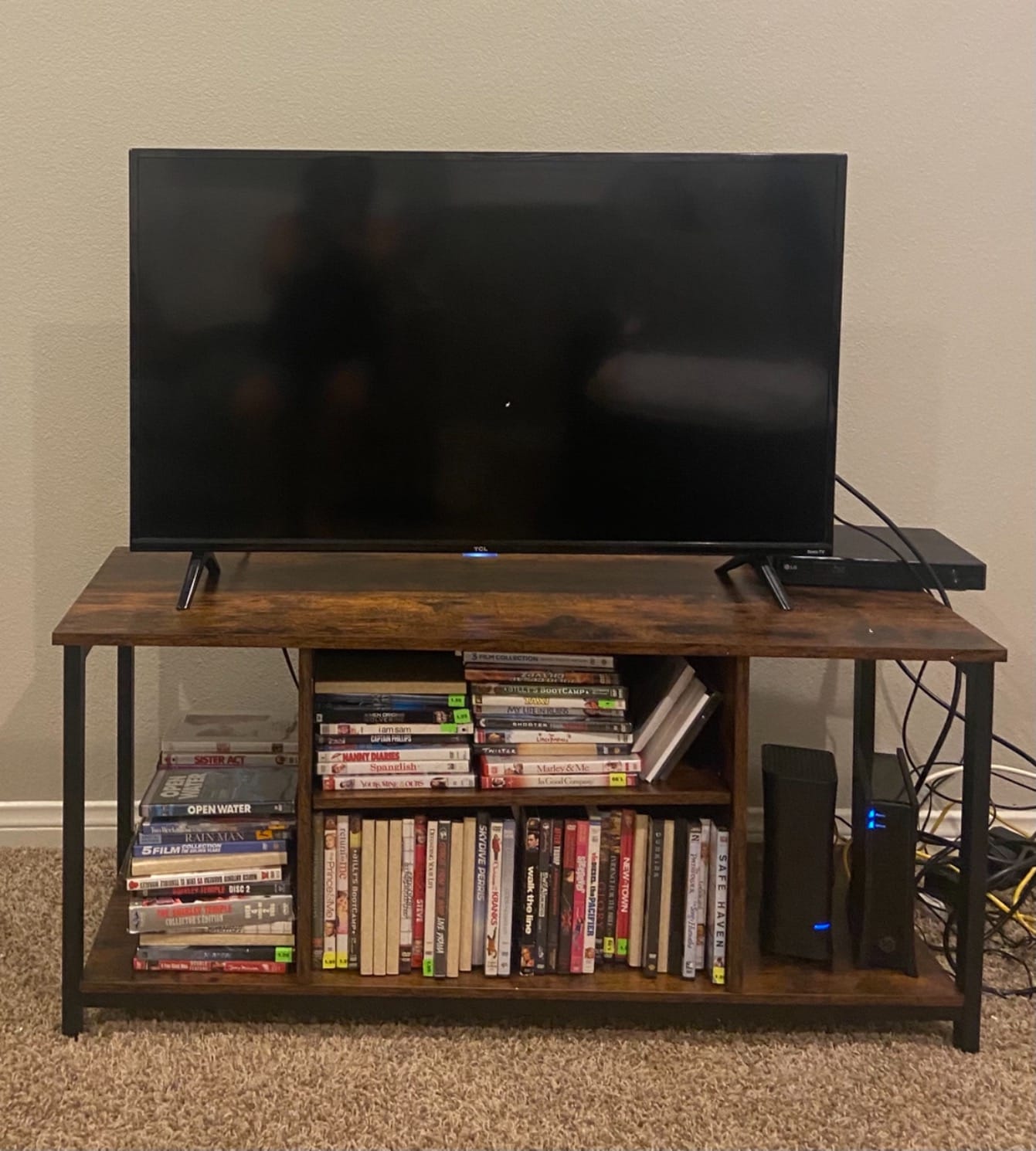 VASAGLE Tall Farmhouse TV Stand, Entertainment Center with Door for 65'' TV | Media Console with Storage Cabinet, 58.3 x 15.7 x 31.9 Inch, Rustic White and Honey Brown, LIRY Collection ULTV031W101S customer photo 2
