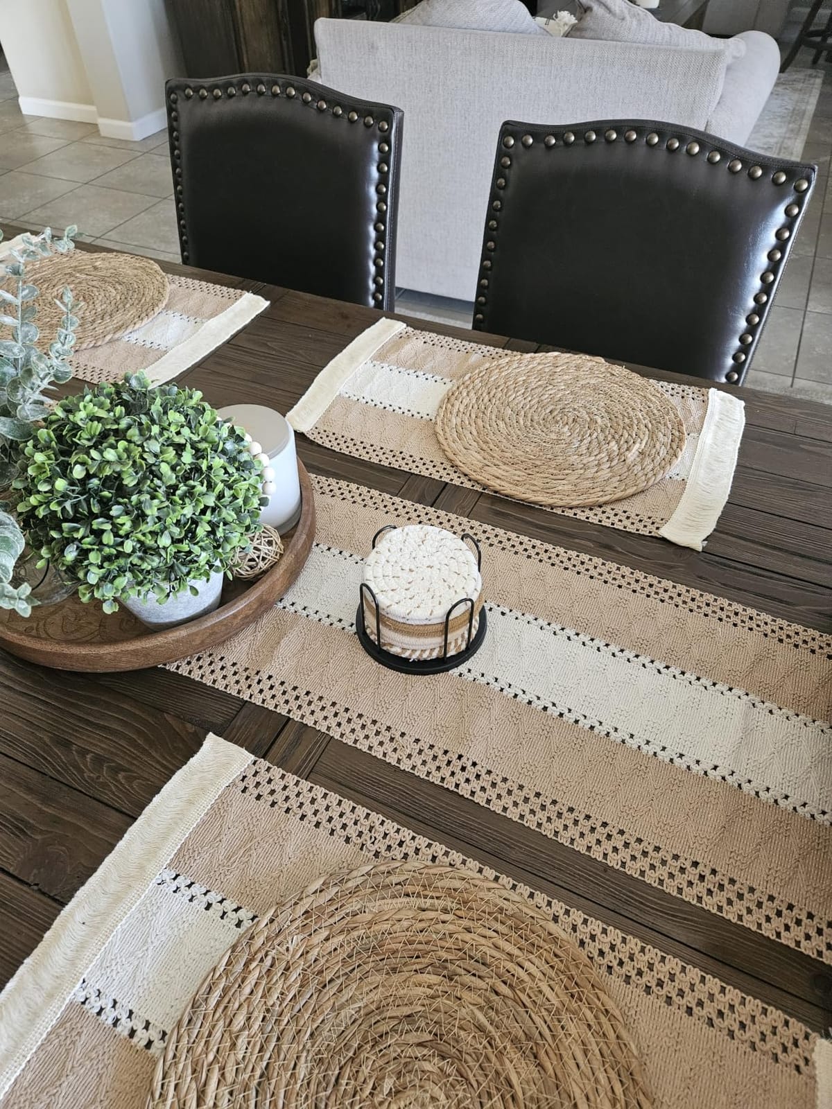 DUMOS Dining Chairs Set of 4, PU Leather Kitchen Table Chairs, Brown customer photo 1