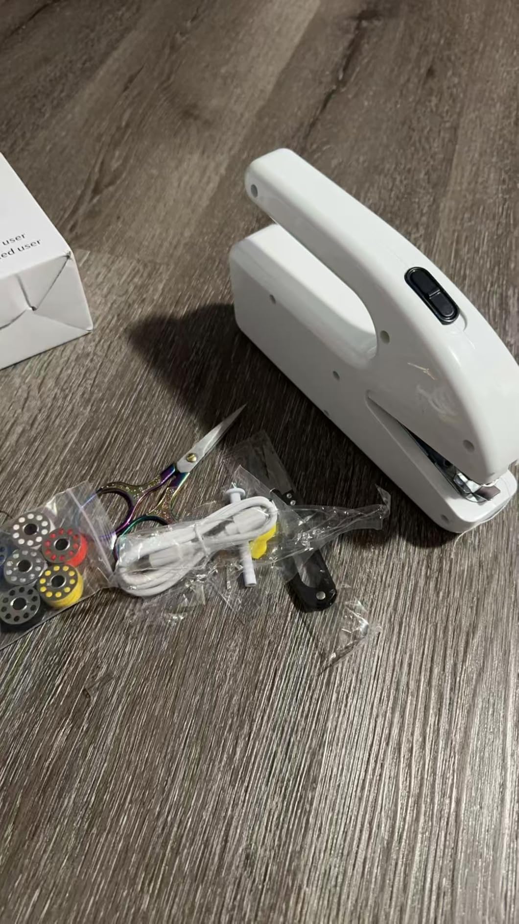 Hand Held Sewing Machine for Adults & Beginners, with Orange Leather Storage Case and 112 PCS Sewing Kit, Portable Mini Hand Sewing Machine, Assorted Needles, Threads, Heavy Duty Scissors customer photo 2