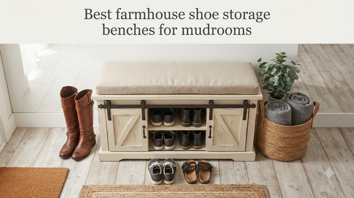 Best farmhouse shoe storage benches for mudrooms