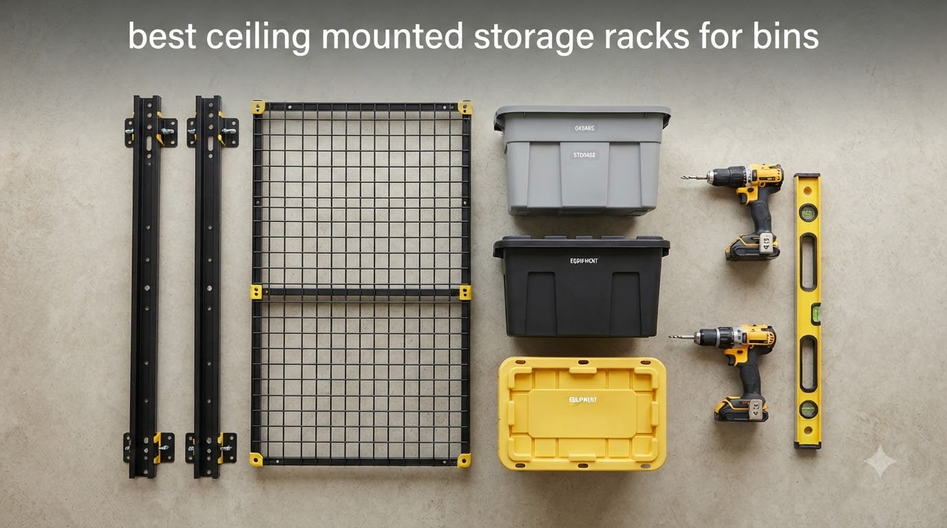 best ceiling mounted storage racks for bins