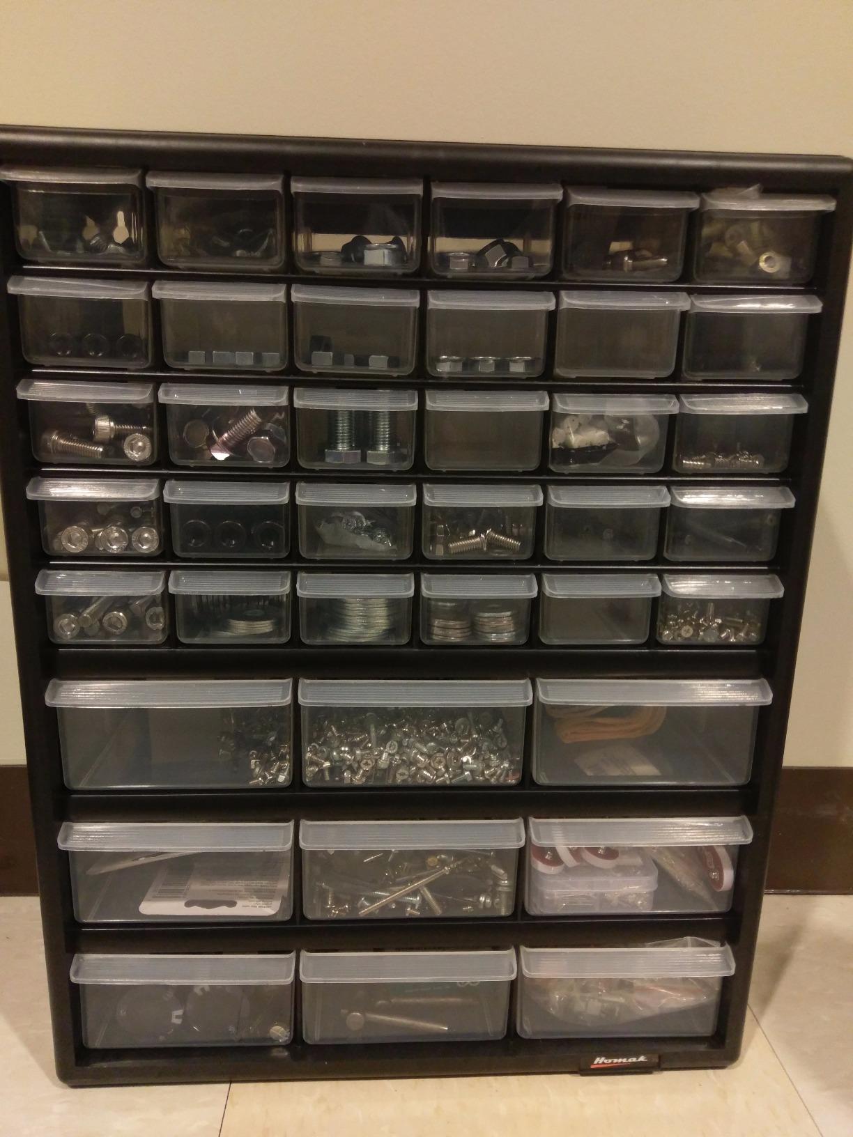 Homak 18-Drawer Parts Organizer, Black, Wall Mountable, Clear Plastic Drawers, HA01018001 customer photo 2