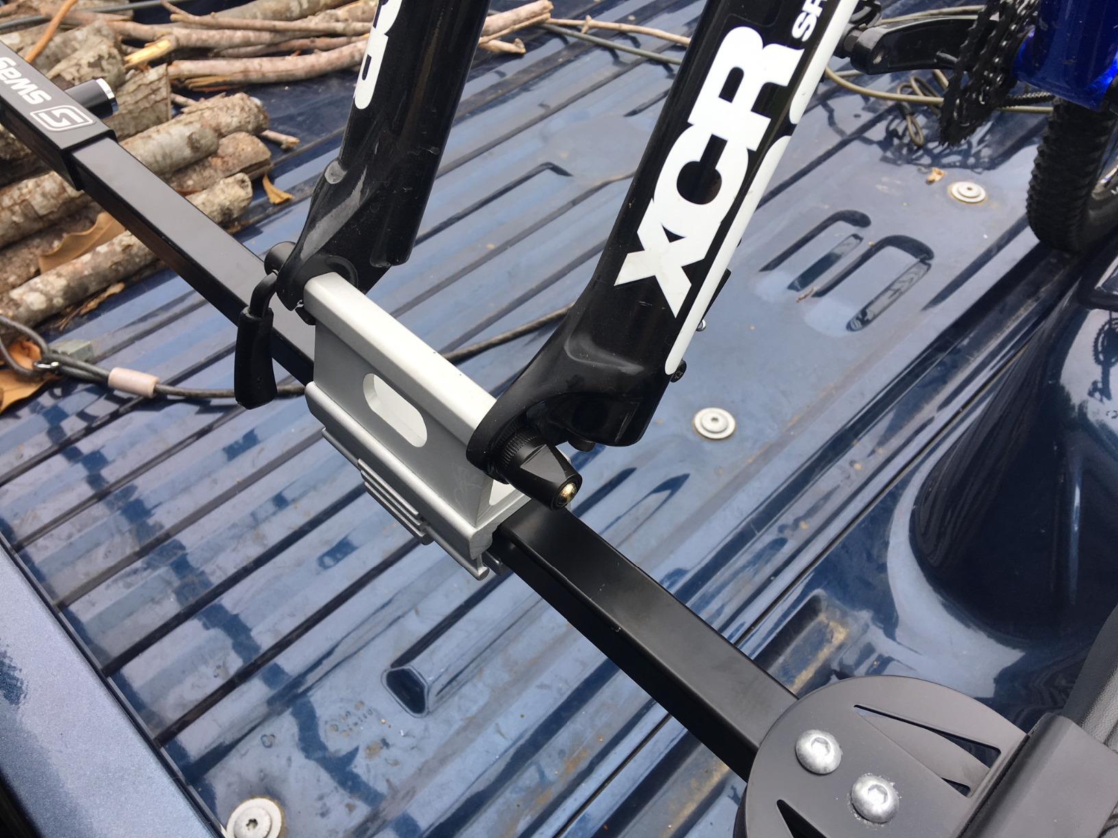 Swagman Pick Up Truck Bed Bike Rack – Compression Fits on the edge of your Pick Up Truck Box, Fork Mount Carrier for 9mm Quick Release Bikes customer photo 1