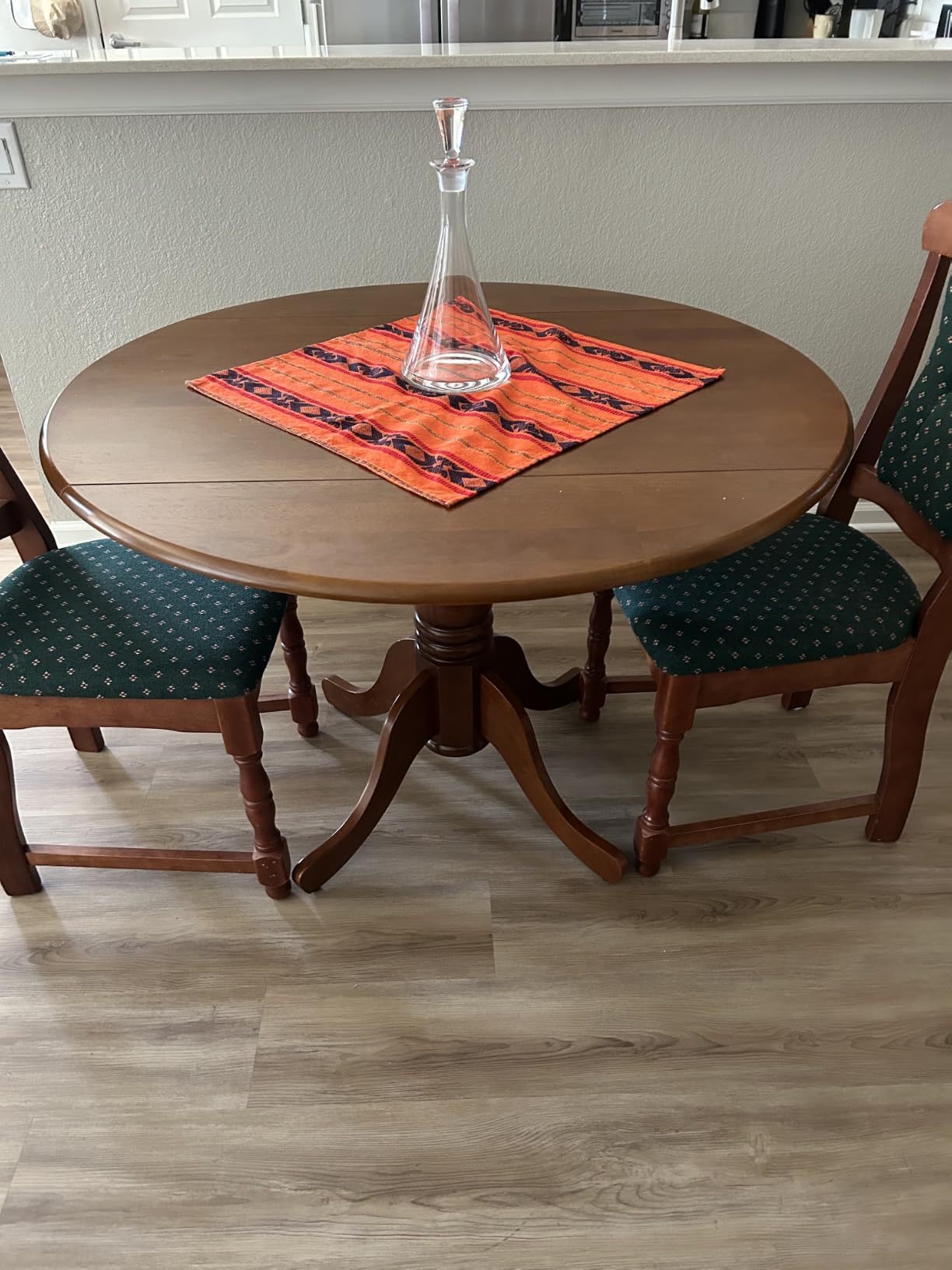 East West Furniture DLT-WHI-TP Dublin Modern Kitchen Table - a Round Dining Table Top with Dropleaf & Pedestal Base, 42x42 Inch, Linen White customer photo 1