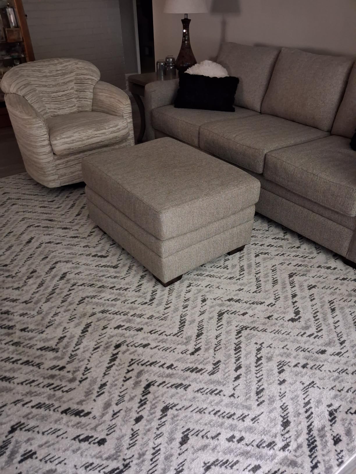 SAFAVIEH Adirondack Collection Area Rug - 6' x 9', Ivory & Charcoal, Chevron Design, Non-Shedding & Easy Care, Ideal for High Traffic Areas in Living Room, Bedroom (ADR104N) customer photo 1