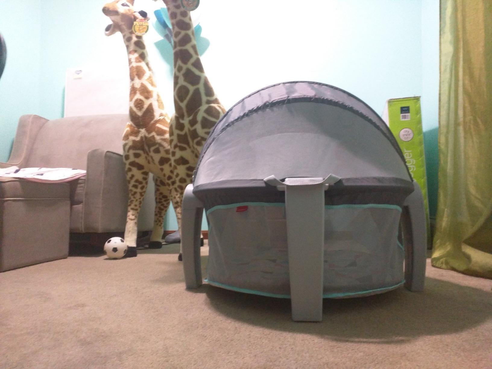 Fisher-Price Portable Bassinet On-The-Go Baby Dome, Travel Play Space with Developmental Newborn Toys & Canopy, Windmill customer photo 1