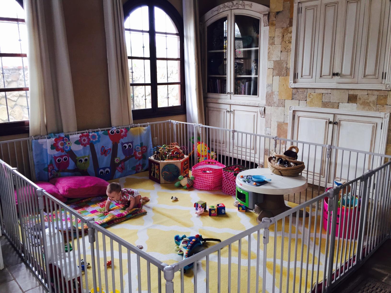 Toddleroo by North States - 3 In 1 Metal Superyard Baby Play Yard: 8 Panel Playpen, Gate, or Extra Wide Fence - Encloses Up to 19 Square Feet - 30 Inches Tall - Taupe customer photo 1