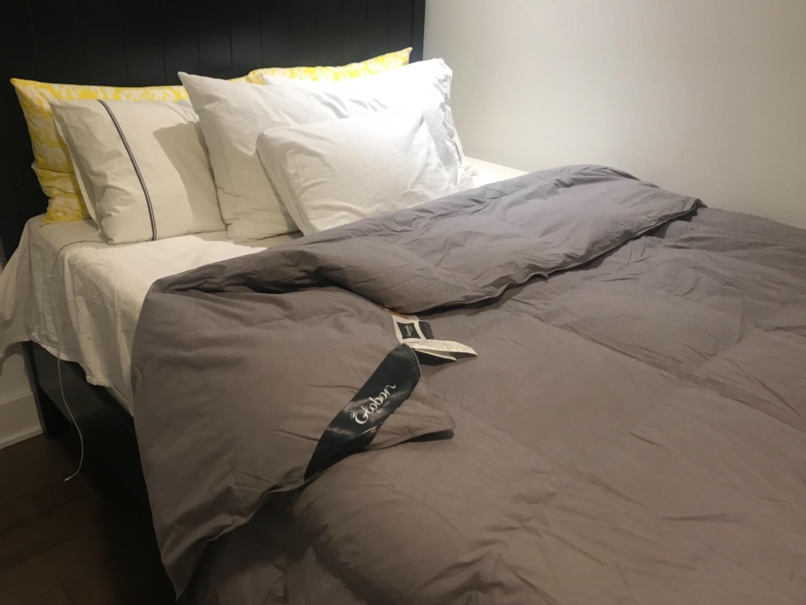 Globon Fusion White Goose Down Comforter Queen Size, Heavy Weight Duvet Insert for Winter 50 Ounce, All Cotton Shell,with Corner Tabs, Winter, Grey customer photo 2