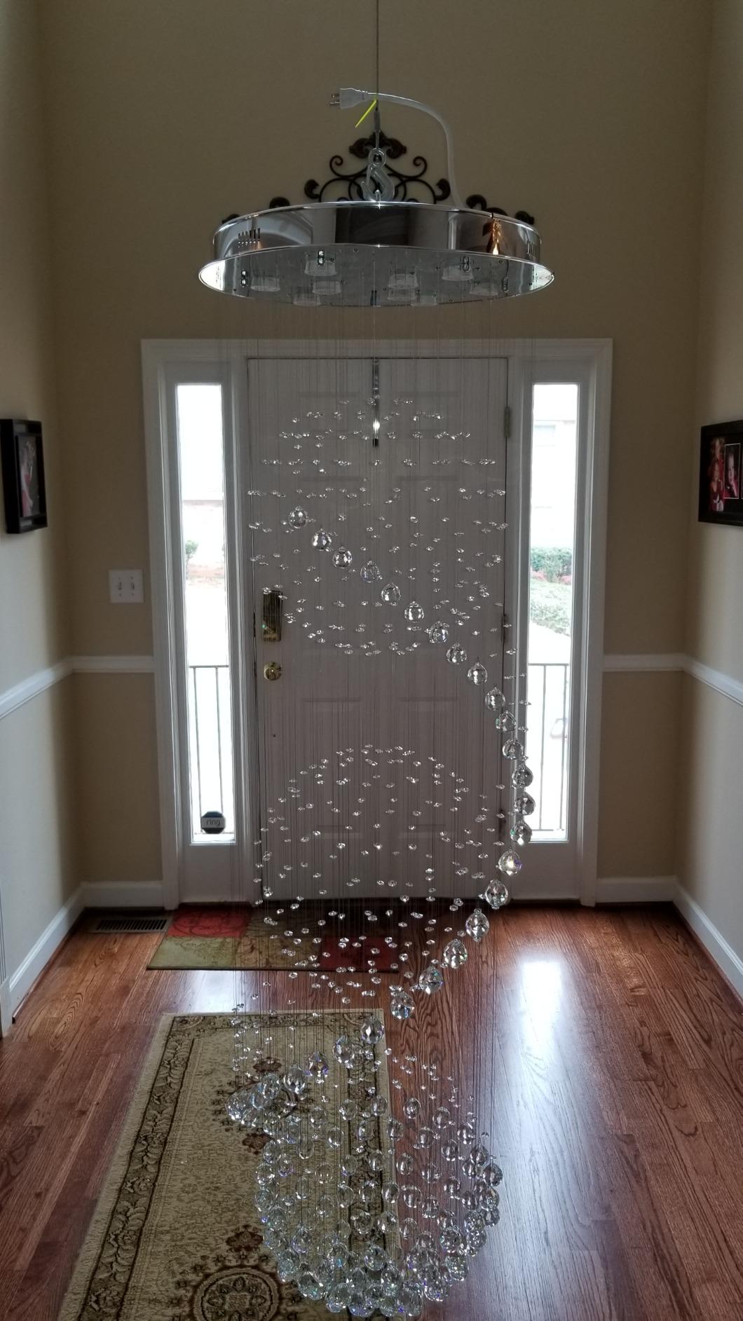 Modern Crystal Chandelier Spiral Sphere Design 9 Light Crystal High Ceiling Light Chandelier for Living Room Hotel Stairs Foyer Entryway Height 79 inch Flush Mount Diameter 24 inch customer photo 2