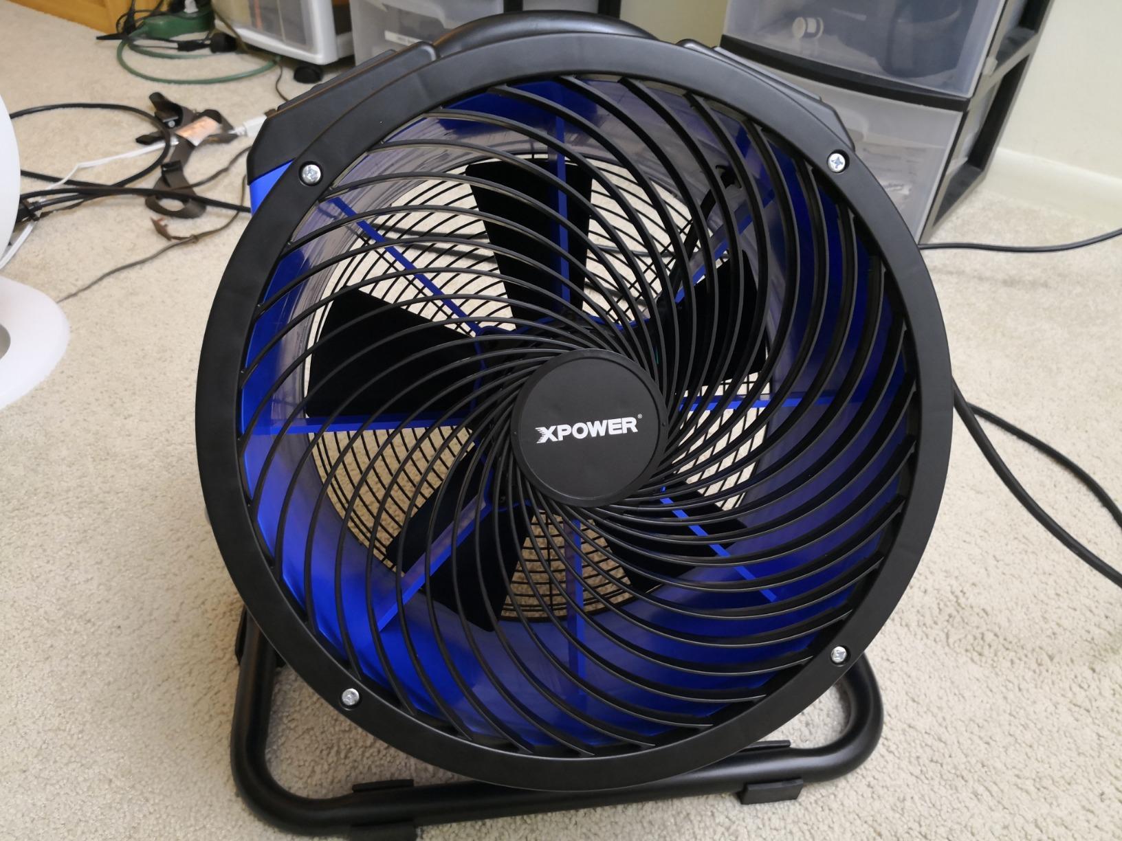 XPOWER FC-300 Heavy Duty Industrial High Velocity Whole Room Air Mover Air Circulator Utility Shop Floor Fan, Variable Speed, Timer, 14 inch, 2100 CFM, Black, Blue customer photo 2