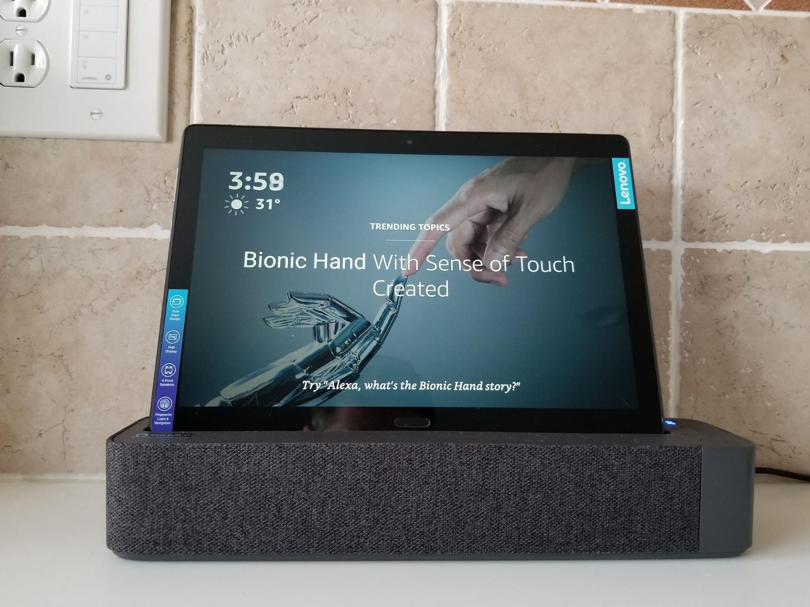 Lenovo Smart Tab P10 10.1” Android Tablet, Alexa-Enabled Smart Device with Fingerprint Sensor and Smart Dock Featuring 4 Dolby Atmos Speakers - 64GB Storage with Alexa Enabled Charging Dock Included customer photo 1