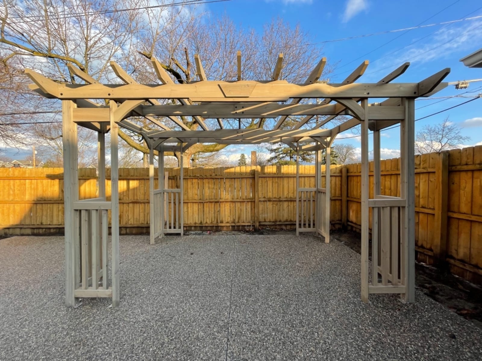 Yardistry 10x14 Madison Cedar Pergola with Removable Snap-on Sunshade, Timber Gray Wood Stain customer photo 2