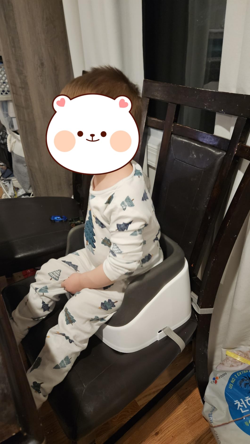 Ingenuity SmartClean Toddler Booster Seat for Kitchen Chair – Lightweight for on-the-go, Easy-Clean, 3-Point Harness Strap – Booster Seat for Dining Table, Slate customer photo 1