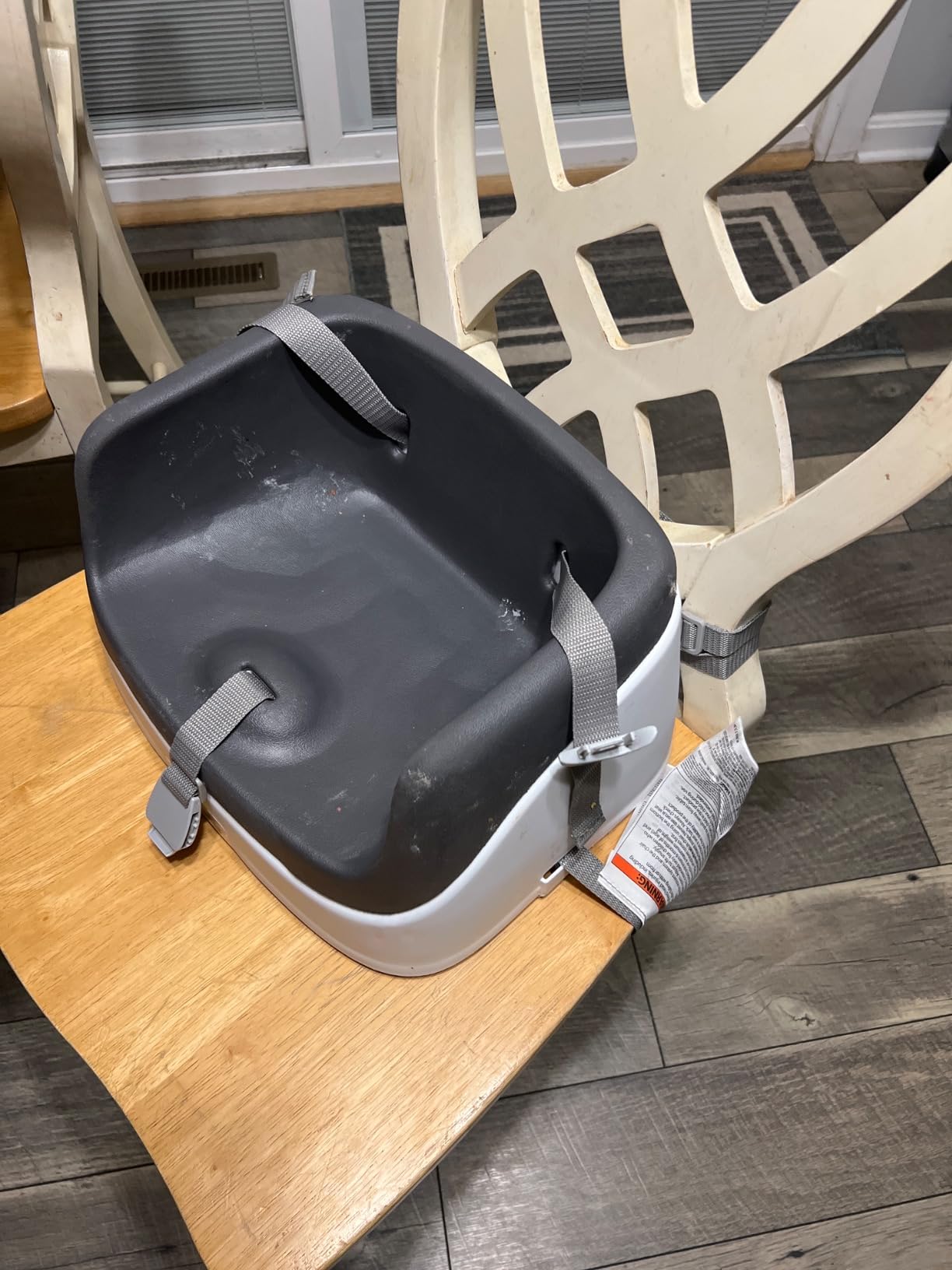 Ingenuity SmartClean Toddler Booster Seat for Kitchen Chair – Lightweight for on-the-go, Easy-Clean, 3-Point Harness Strap – Booster Seat for Dining Table, Slate customer photo 2